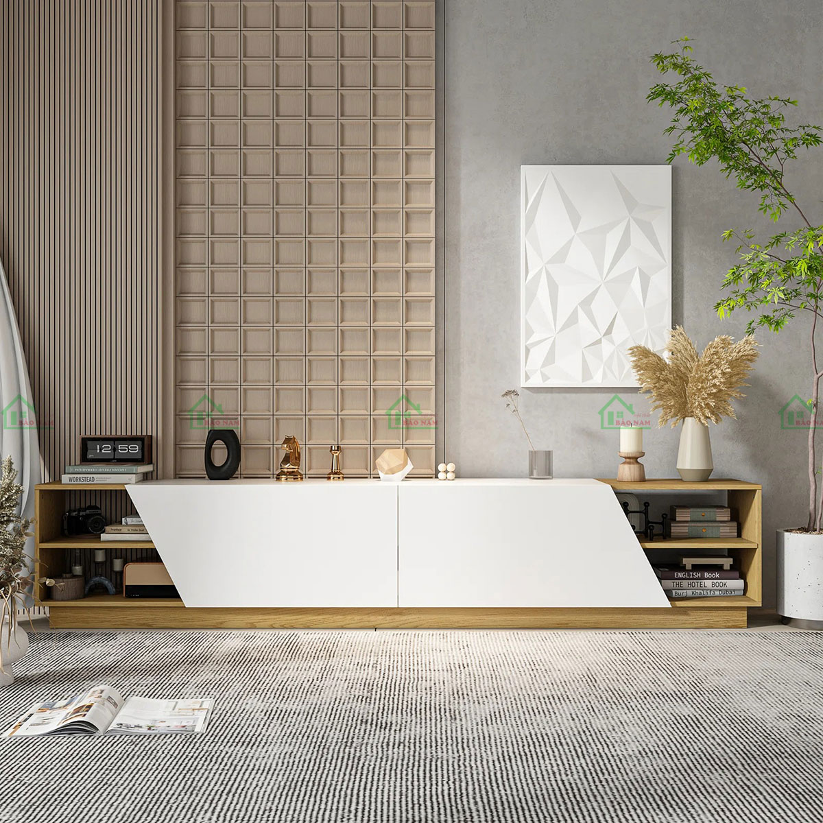 Mẫu Kệ Tivi Gỗ MDF Melamine An Cường Đẹp Hiện Đại PK36