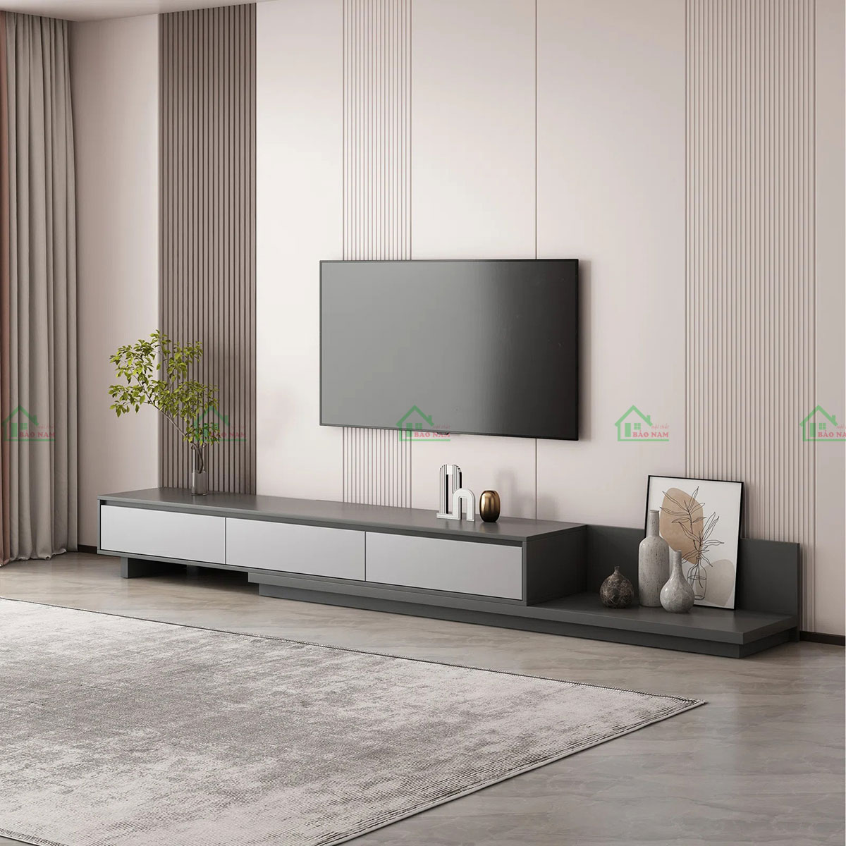 Mẫu Kệ Tivi MDF Màu Xám Hiện Đại Tối Giản PK41