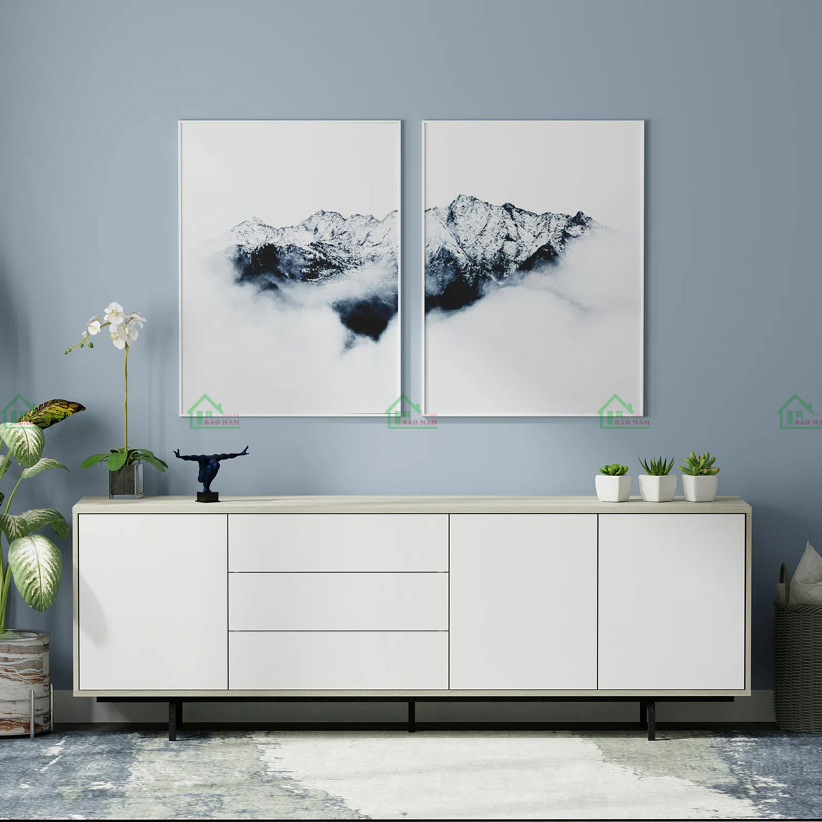 Chất liệu gỗ công nghiệp MDF phủ Melamine chống trầy cao cấp bền bỉ, dễ vệ sinh và lau dọn.