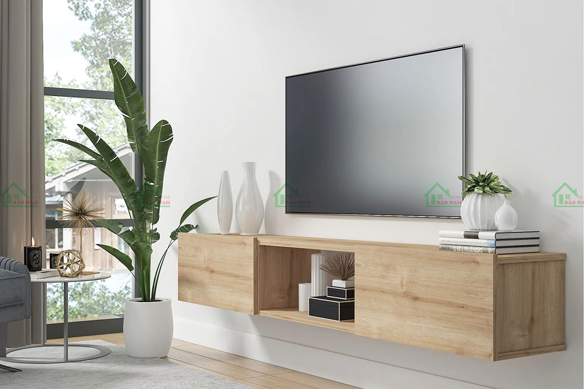 Mẫu Kệ Tivi Treo Tường Gỗ Công Nghiệp An Cường Đẹp Hiện Đại PK33