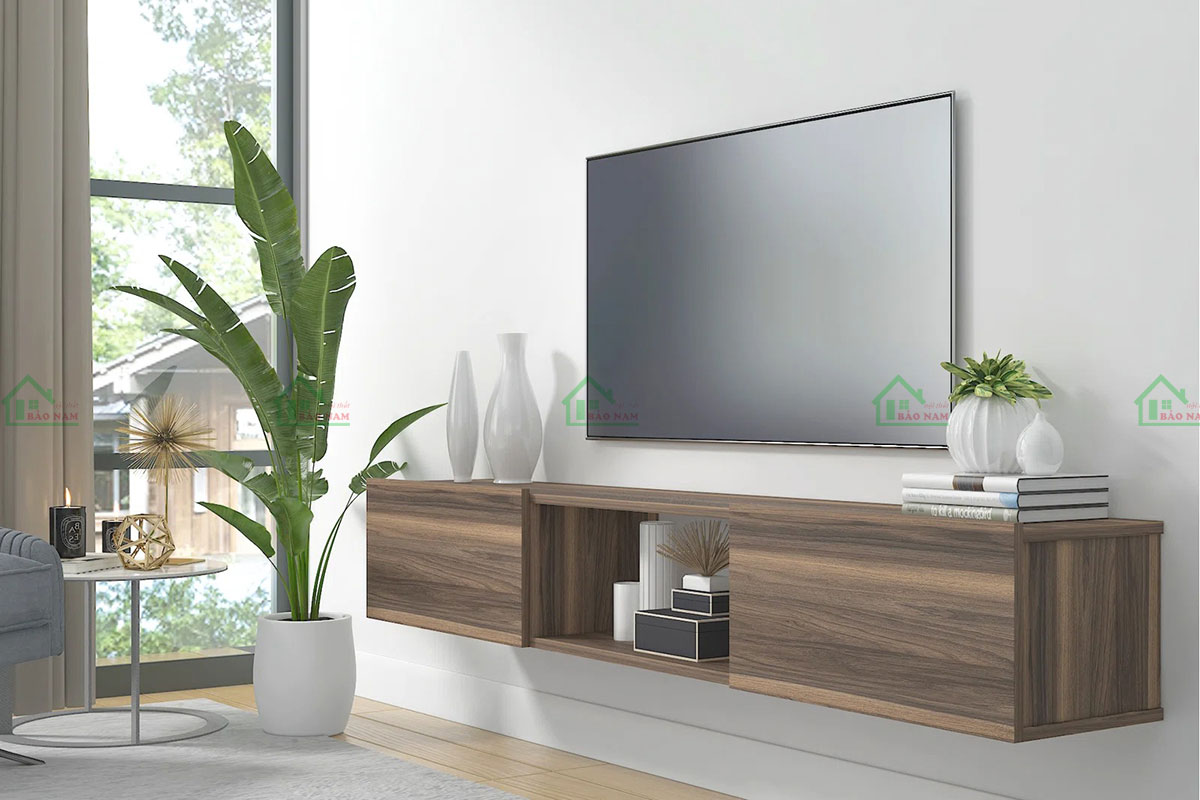 Mẫu Kệ Tivi Treo Tường Gỗ Công Nghiệp An Cường Đẹp Hiện Đại PK33