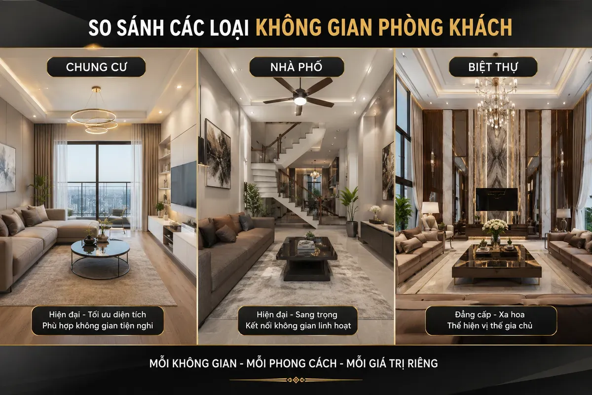 Các mẫu nội thất phòng khách đẹp cho chung cư, nhà phố và biệt thự với phong cách thiết kế hiện đại.