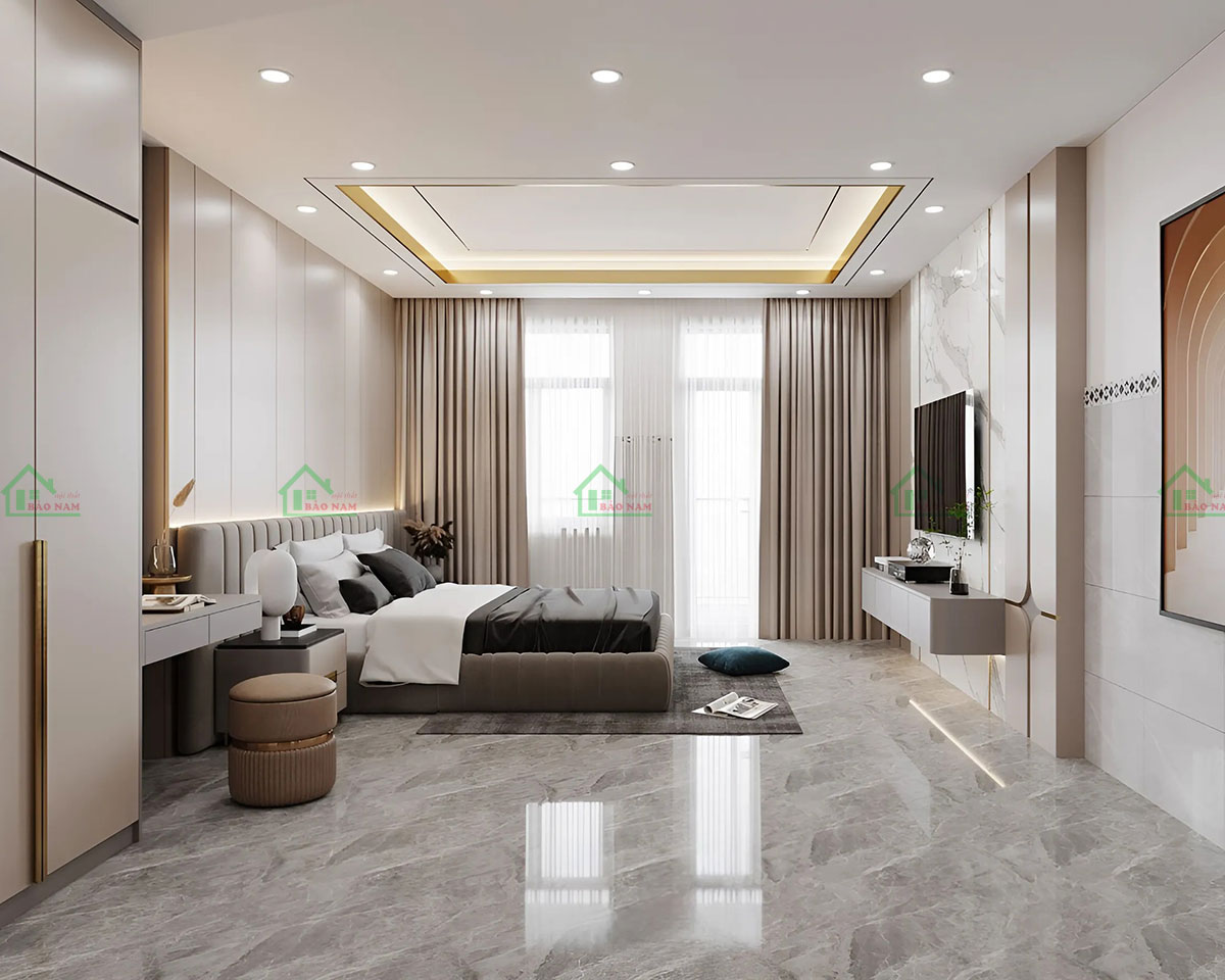Sự kết hợp hài hòa giữa các gam màu trung tính, tạo cảm giác nhẹ nhàng, thư thái.