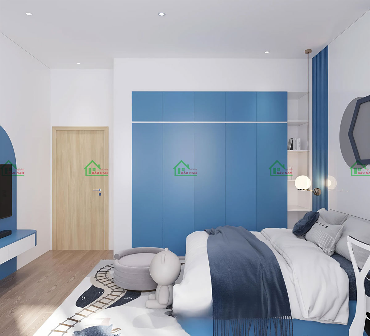Thiết kế tông màu xanh dương làm chủ đạo, mang đến cảm giác năng động và tươi mới