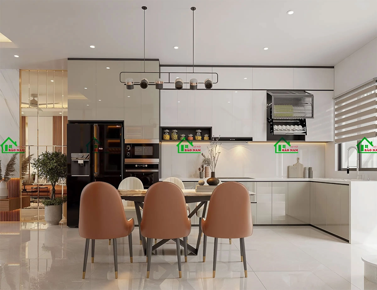 Mẫu tủ bếp acrylic đẹp hiện đại