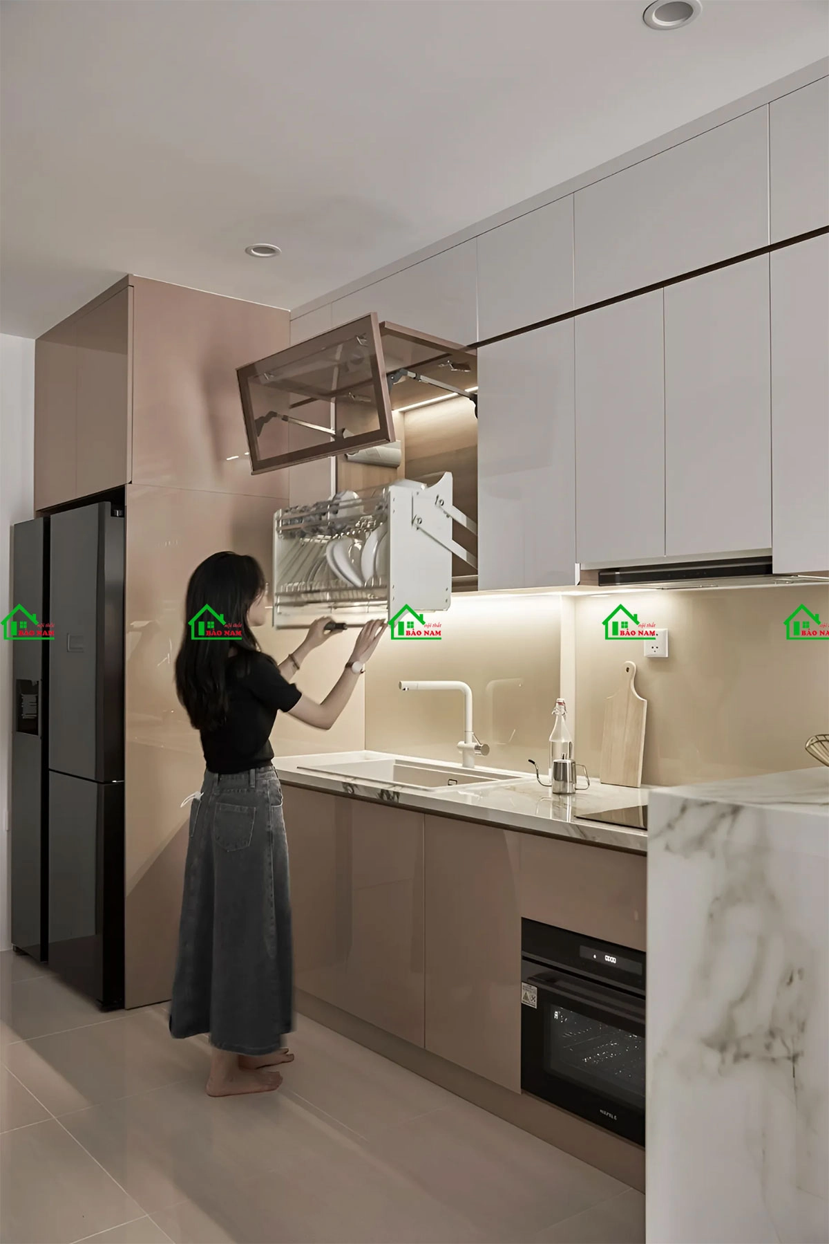 Mẫu tủ bếp đẹp gỗ công nghiệp