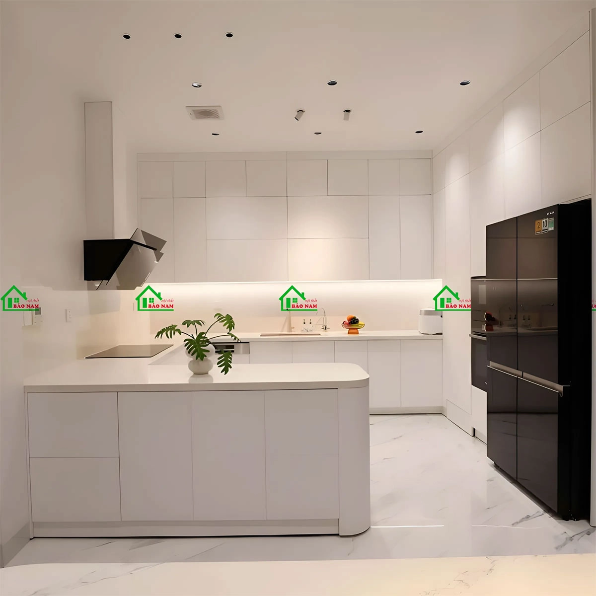 Mẫu tủ bếp đẹp với gam màu trắng tinh tế