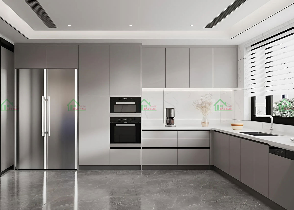 Khu vực tủ khô & pha chế thiết kế tối ưu không gian lưu trữ, giúp bạn sắp xếp đồ dùng trong tủ bếp TB81 gọn gàng, ngăn nắp.