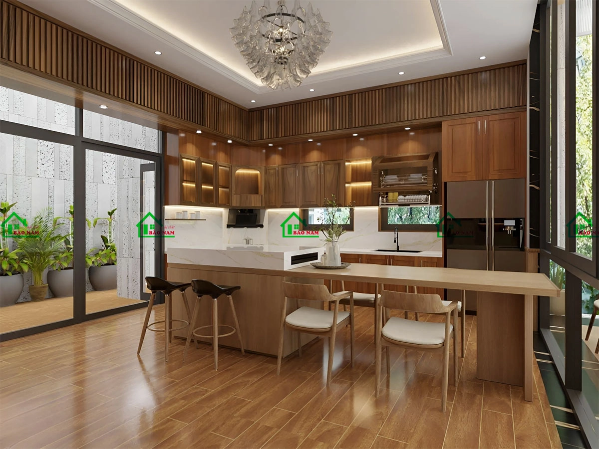 Tủ bếp gỗ tự nhiên đẹp