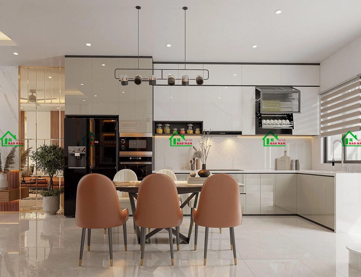 Tủ bếp gỗ đẹp phong cách hiện đại