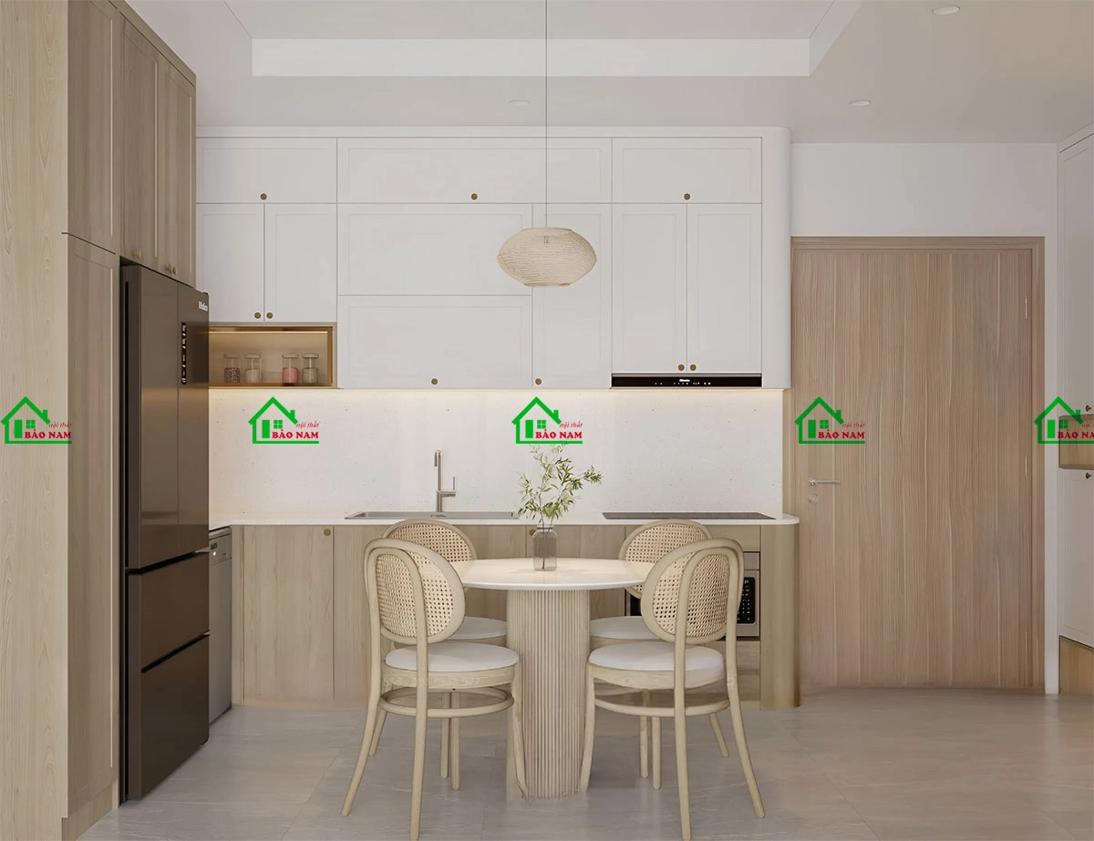 Tủ bếp đẹp hiện đại tối giản phong cách Vintage