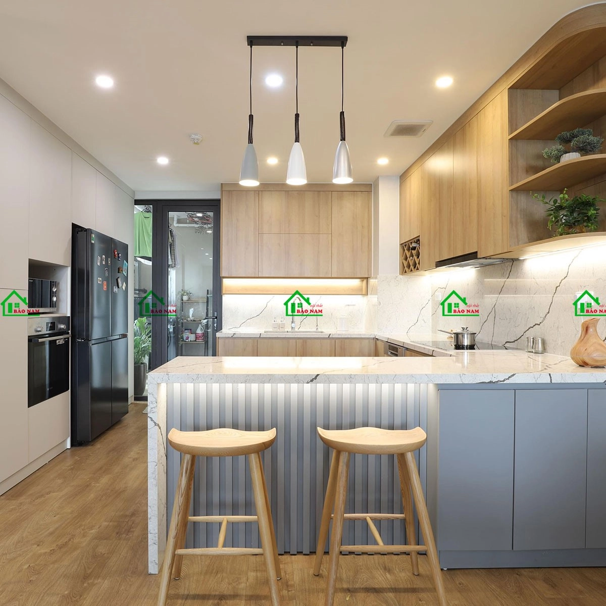 Mẫu tủ bếp chữ G hiện đại, tối ưu
