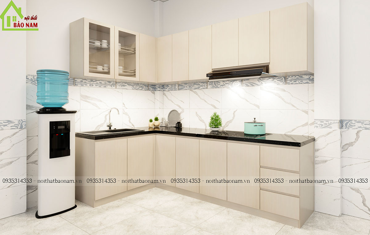Mẫu Tủ Bếp Gỗ MDF Melamine An Cường Đẹp Hiện Đại TB46