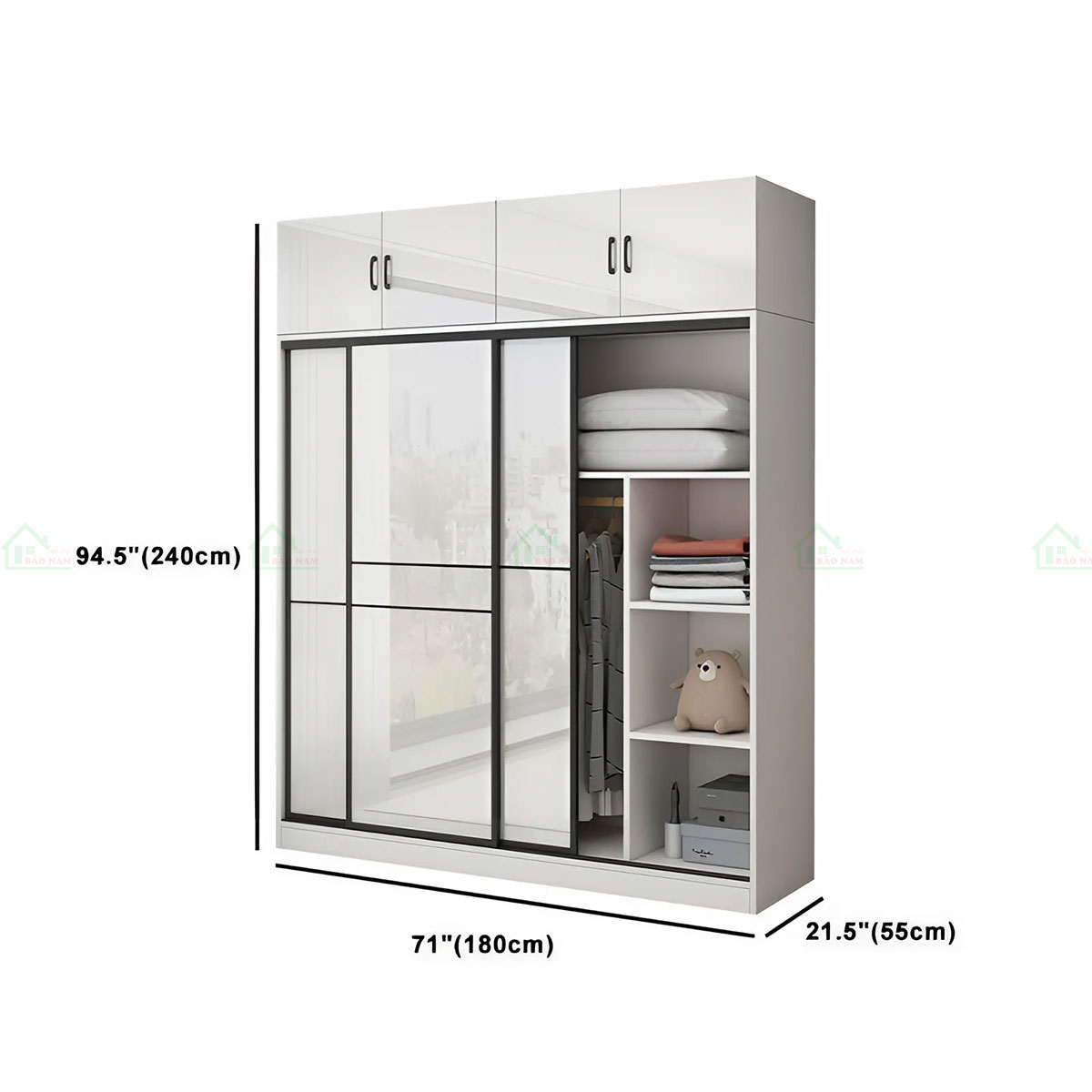 Mẫu Tủ Quần Áo 3 Cánh Lùa Đẹp Hiện Đại TAL07 