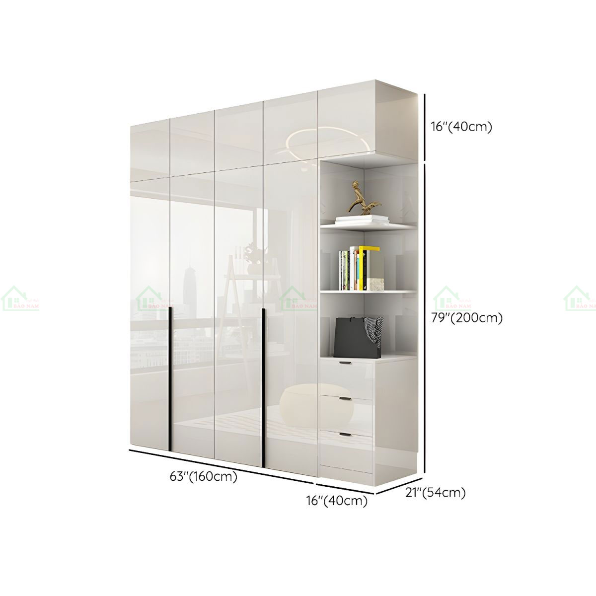 Tủ Quần Áo Acrylic Màu Trắng Hiện Đại Sang Trọng TAR23