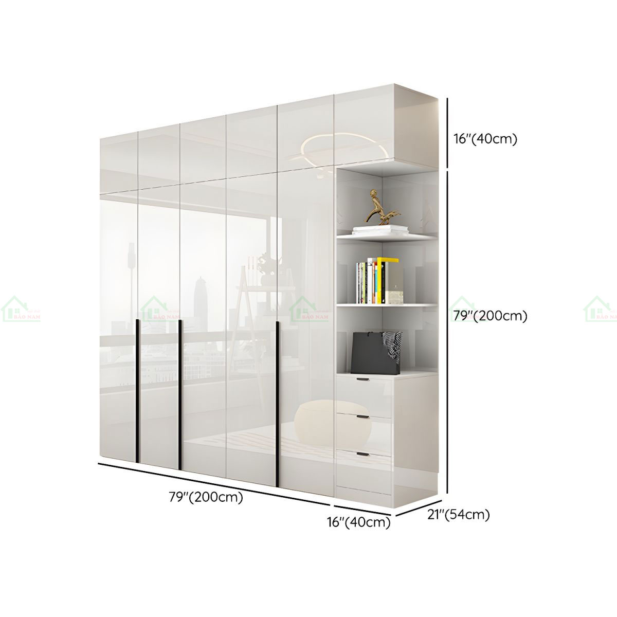 Tủ Quần Áo Acrylic Màu Trắng Hiện Đại Sang Trọng TAR23