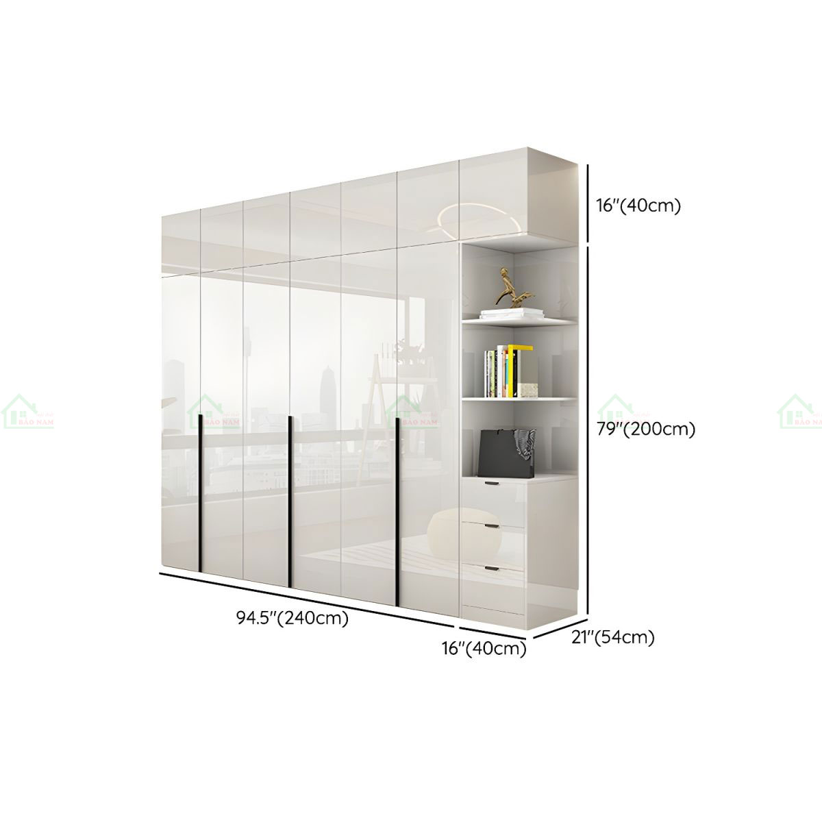 Tủ Quần Áo Acrylic Màu Trắng Hiện Đại Sang Trọng TAR23