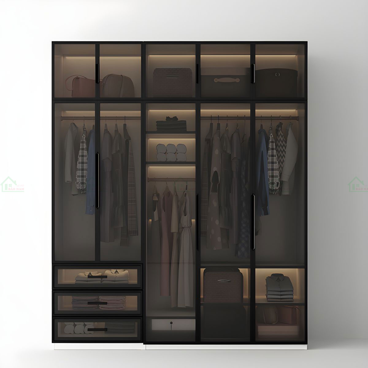 Mẫu Tủ Quần Áo Cánh Kính Cường Lực Hiện Đại Đẹp TK33