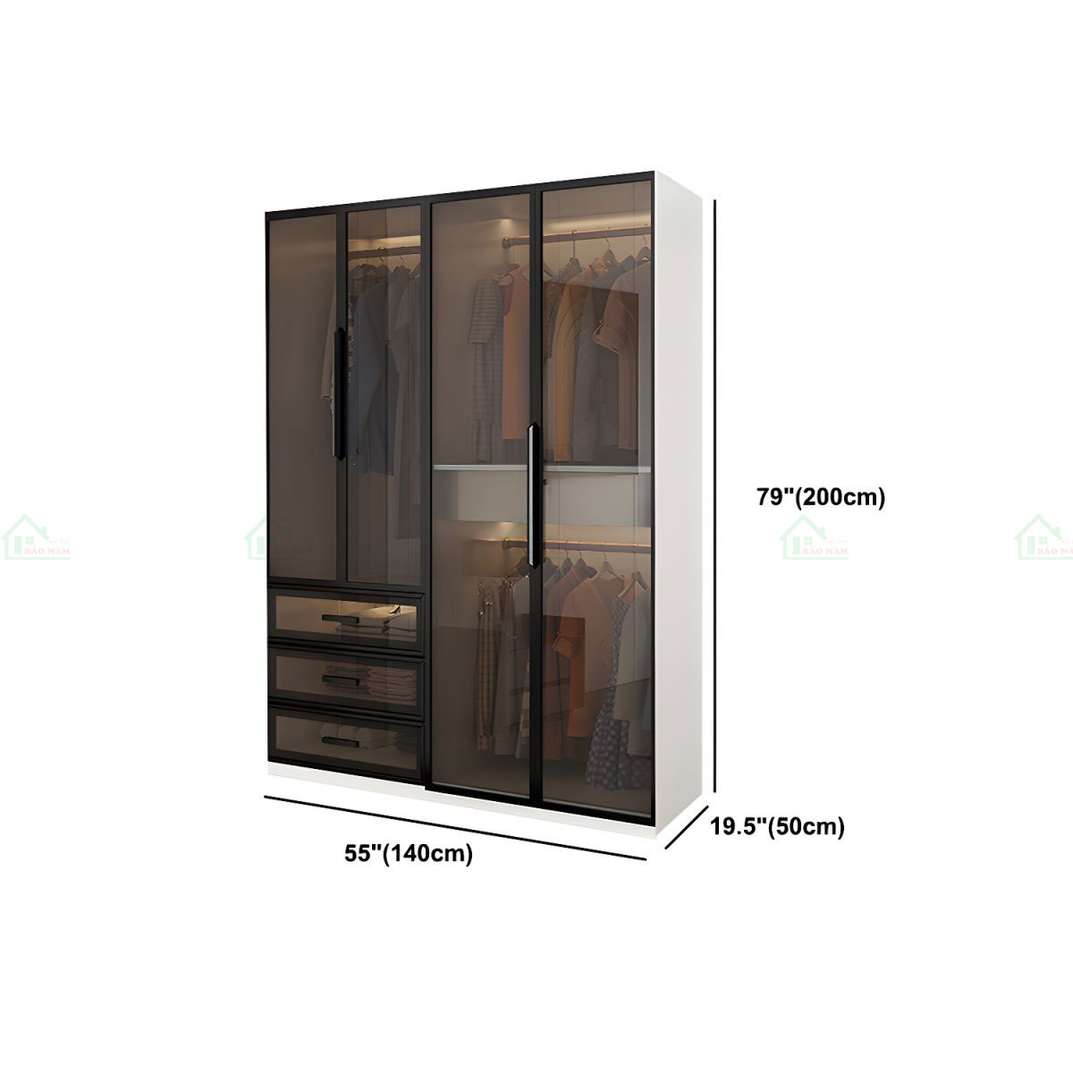 Mẫu Tủ Quần Áo Cánh Kính Cường Lực Hiện Đại Đẹp TK33
