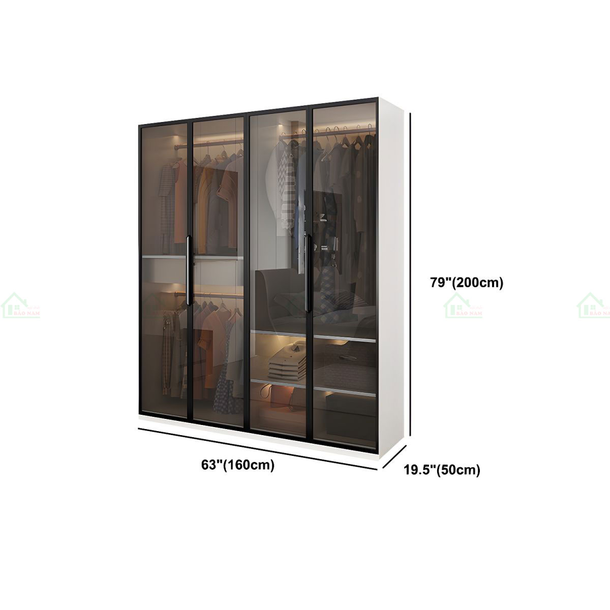 Mẫu Tủ Quần Áo Cánh Kính Cường Lực Hiện Đại Đẹp TK33