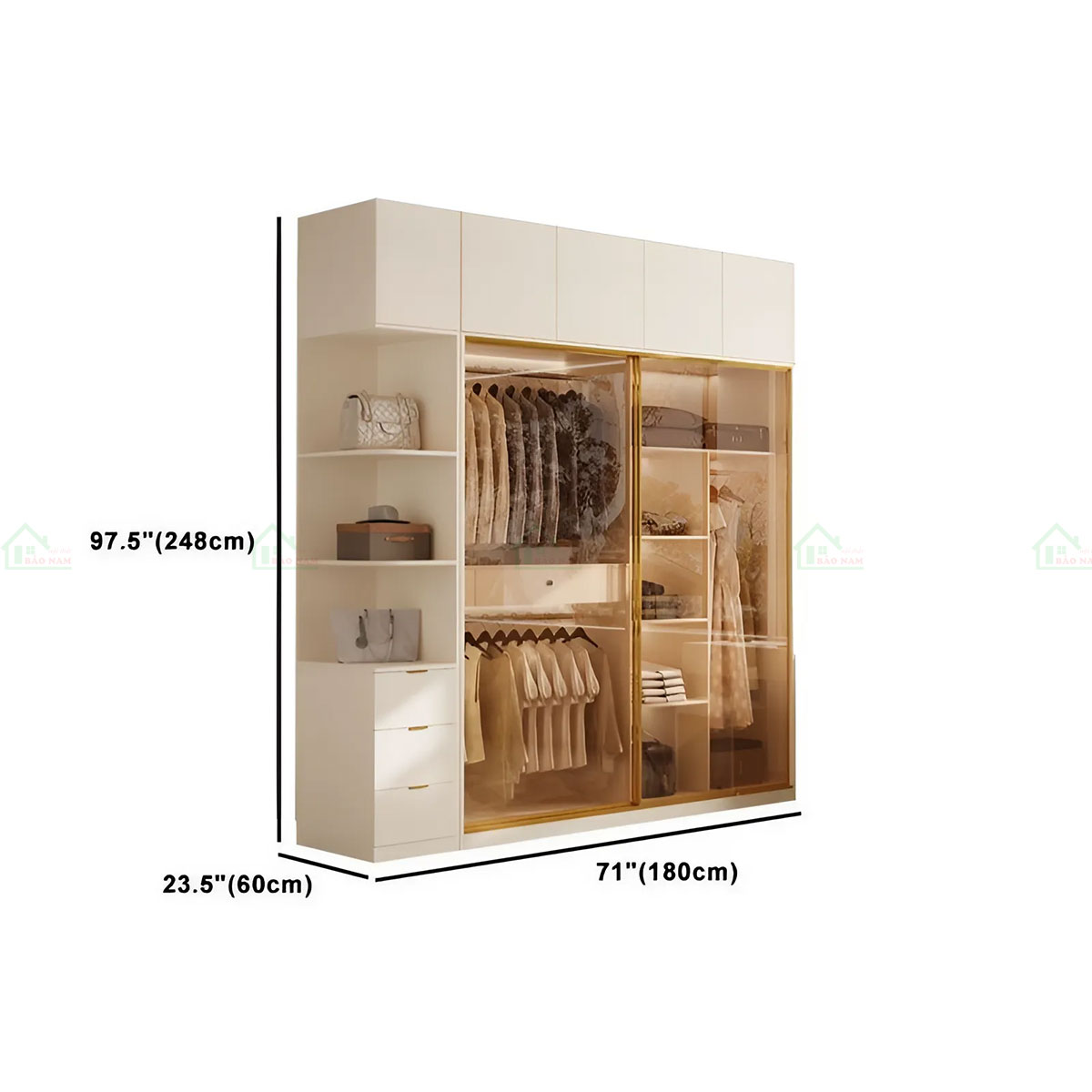 Mẫu Tủ Quần Áo Cánh Kính Lùa Màu Trà Đẹp Hiện Đại TK30