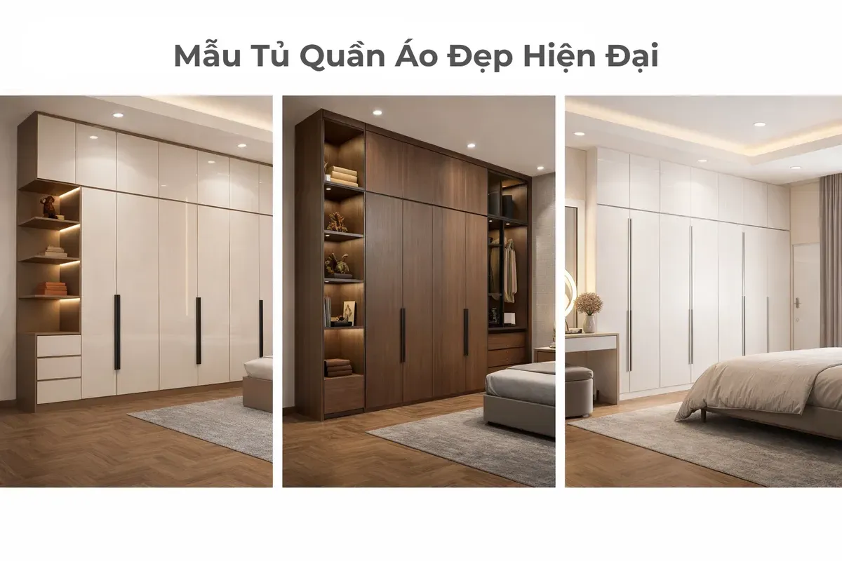 Mẫu tủ quần áo đẹp hiện đại nhiều phong cách