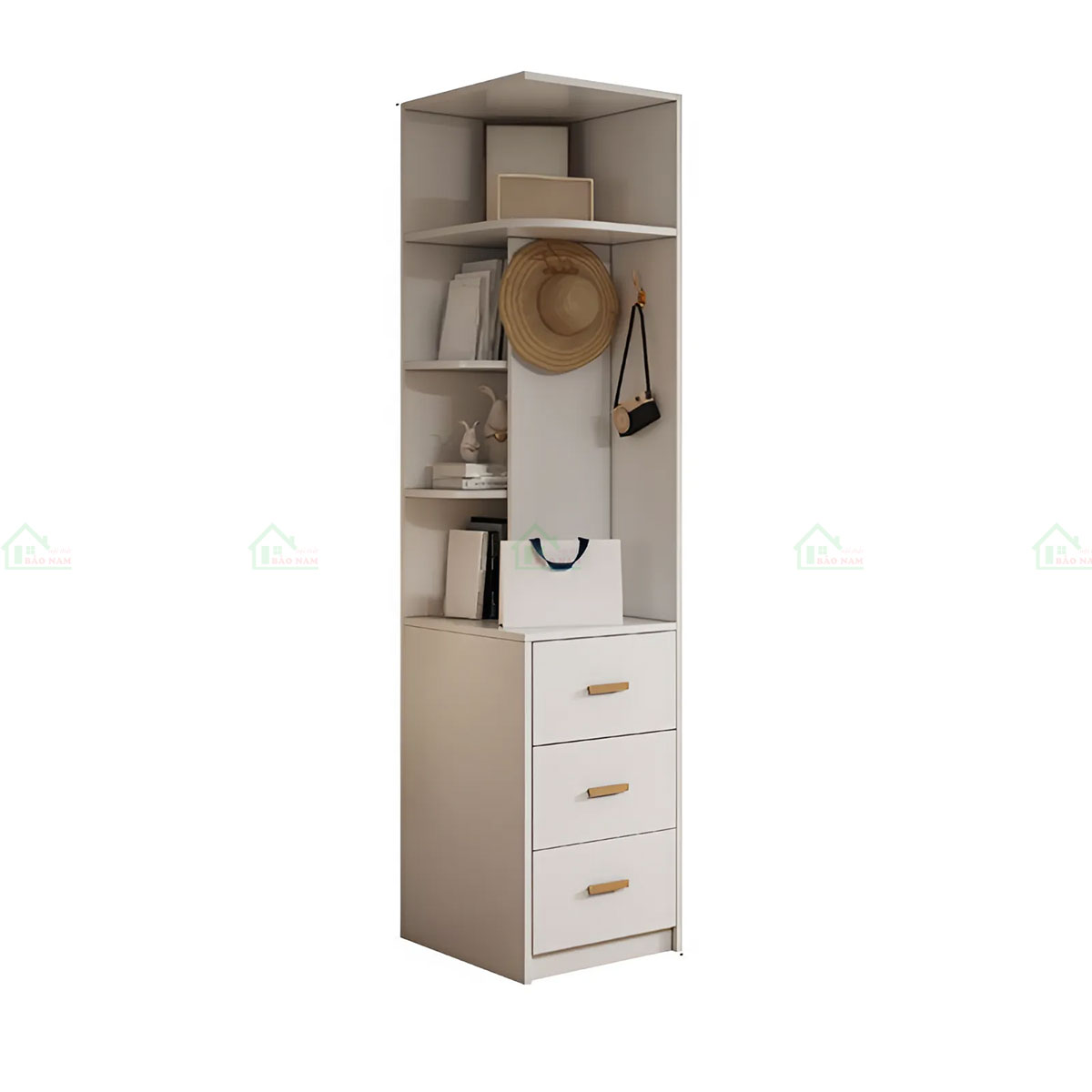 Bố trí ngăn kéo, giá đựng khoa học, giúp sắp xếp đồ gọn gàng.