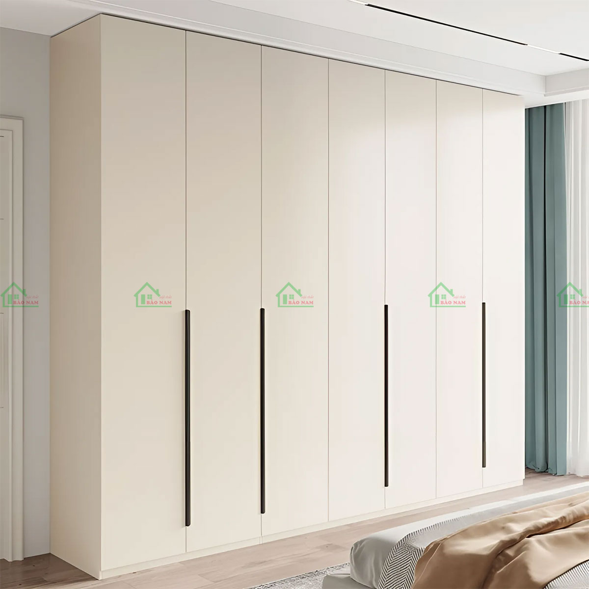 Mẫu Tủ Quần Áo Gỗ Công Nghiệp MDF Màu Kem Đẹp Hiện Đại TA35