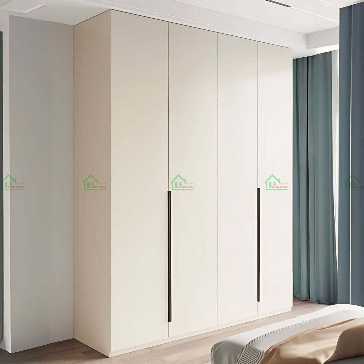 Mẫu Tủ Quần Áo Gỗ Công Nghiệp MDF Màu Kem Đẹp Hiện Đại TA35