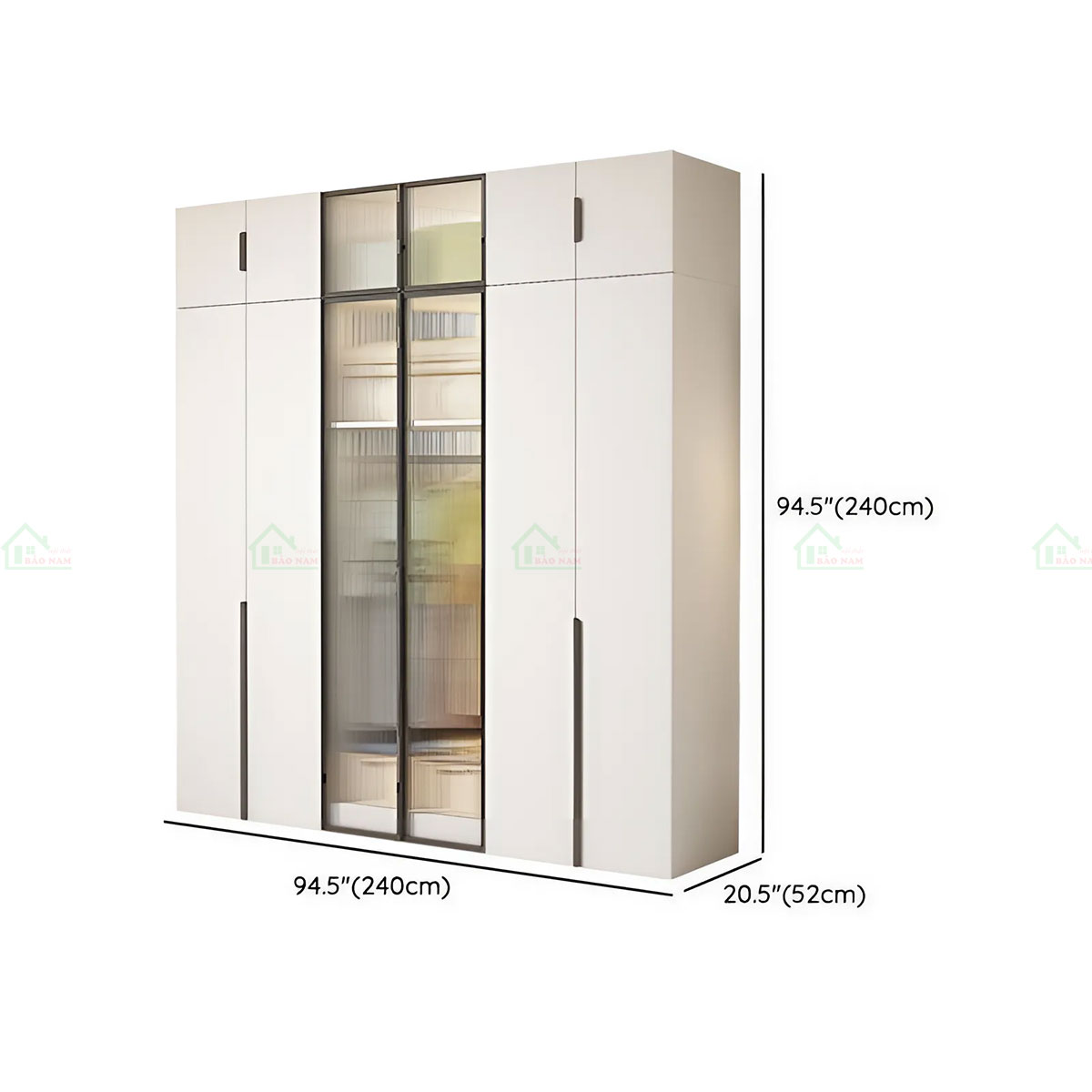 Mẫu Tủ Quần Áo Gỗ Kết Hợp Cánh Kính Hiện Đại Sang Trọng TA36