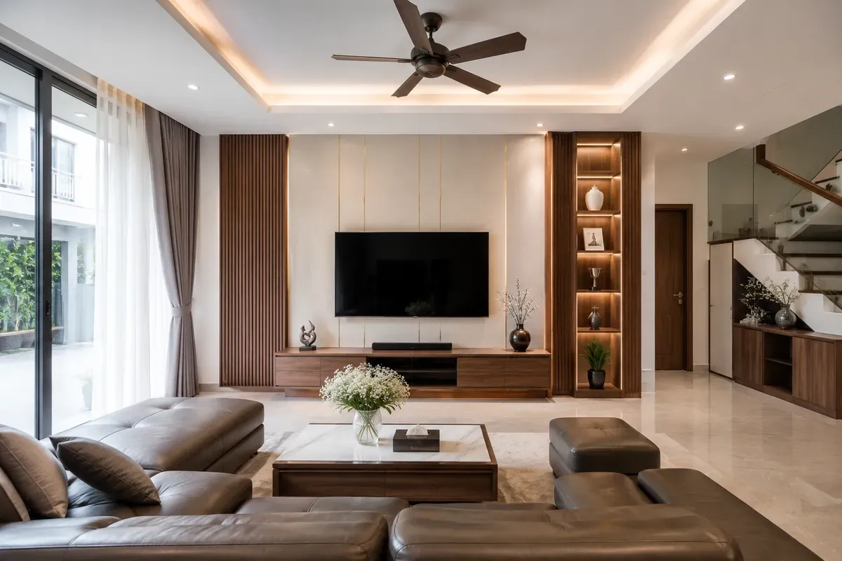 Thiết kế phòng khách cần đảm bảo công năng, ánh sáng và tỷ lệ nội thất hợp lý.