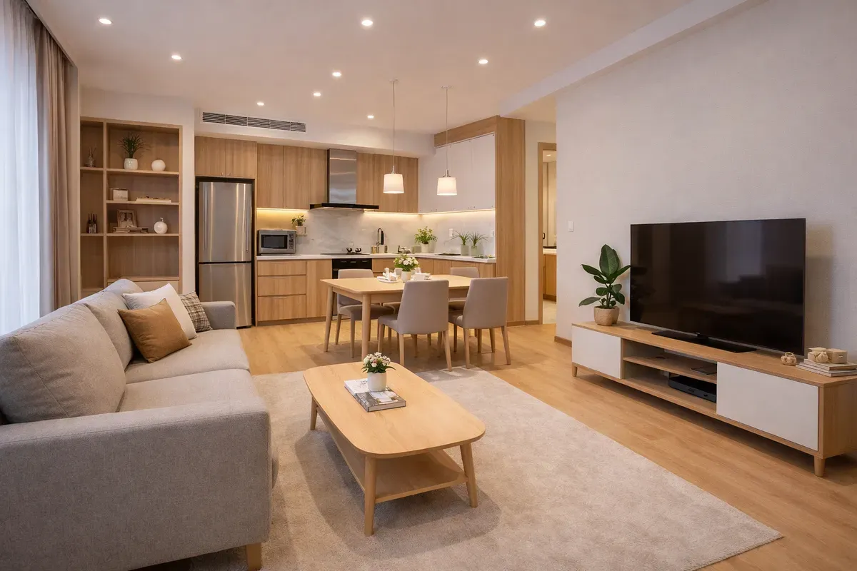 nội thất chung cư 70m2 chi phí 120 đến 150 triệu