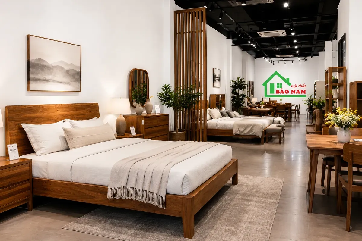 Không gian trưng bày các mẫu giường ngủ hiện đại tại Nội Thất Bảo Nam
