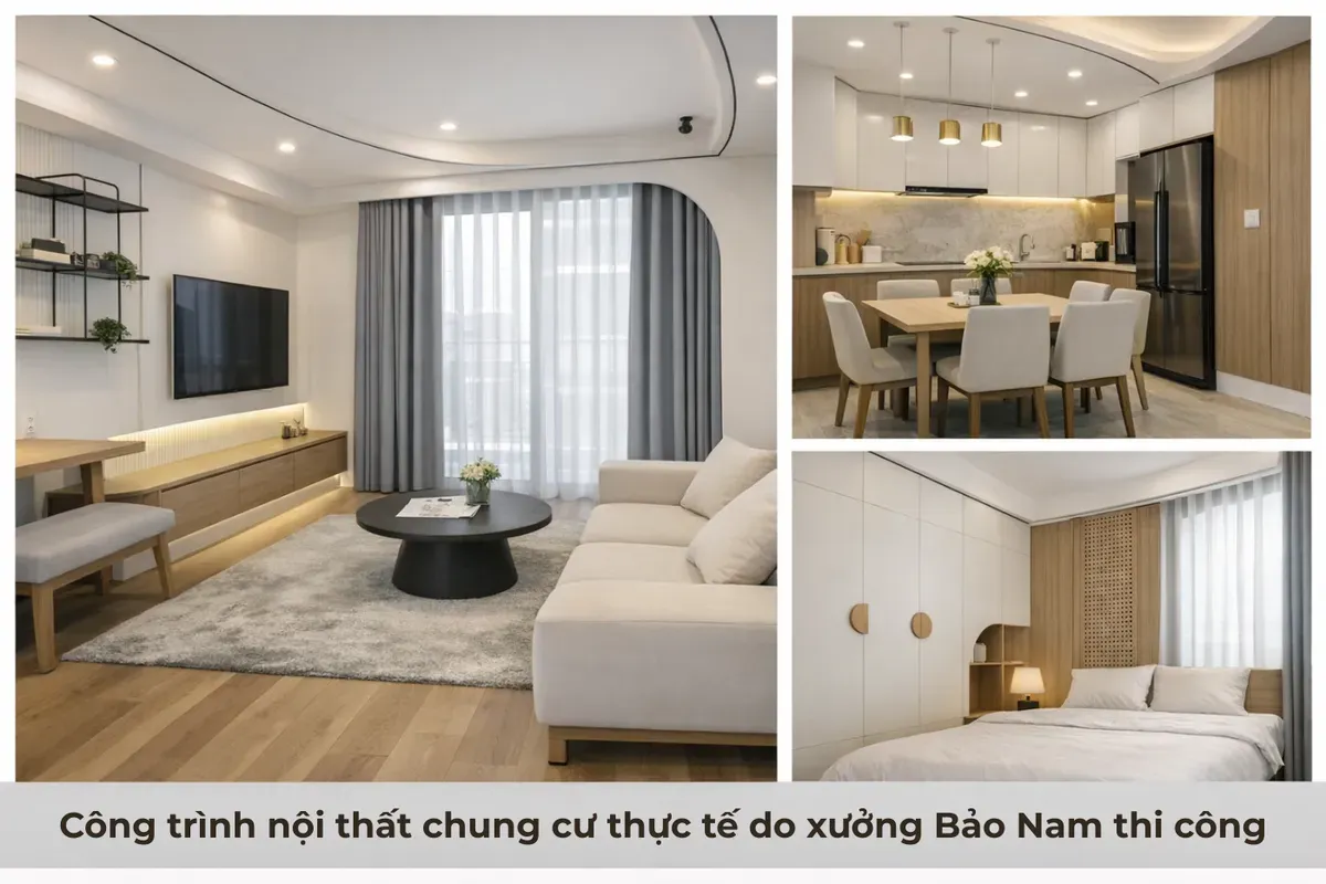 Công trình nội thất chung cư thực tế do xưởng Bảo Nam thi công