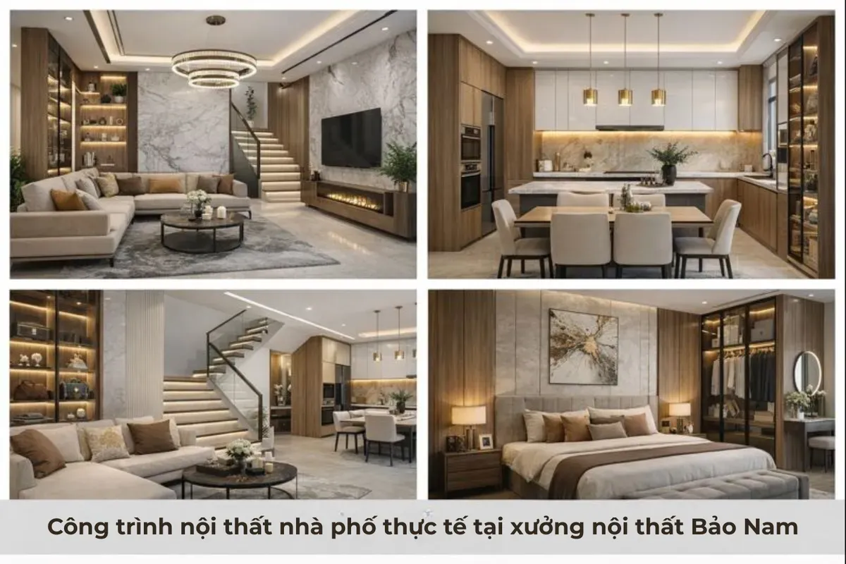 Công trình nội thất nhà phố thực tế tại xưởng nội thất Bảo Nam