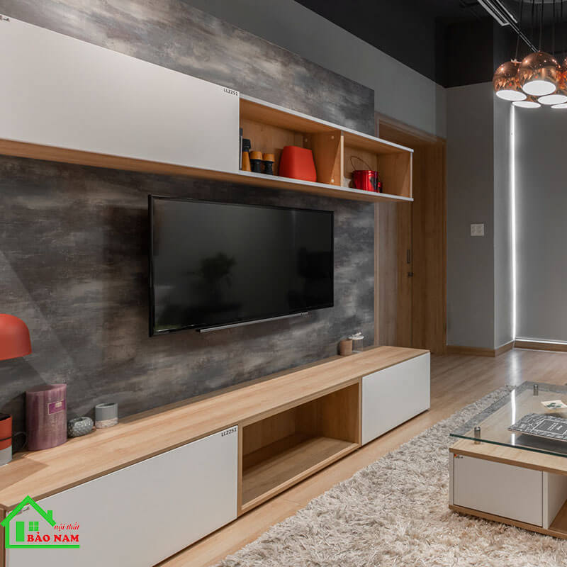 Thiết kế nội thất phòng khách công nghiệp hiện đại