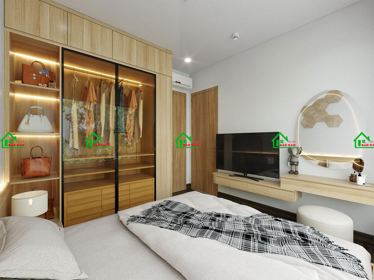 Thiết kế nội thất phòng ngủ gỗ công nghiệp hiện đại PN39