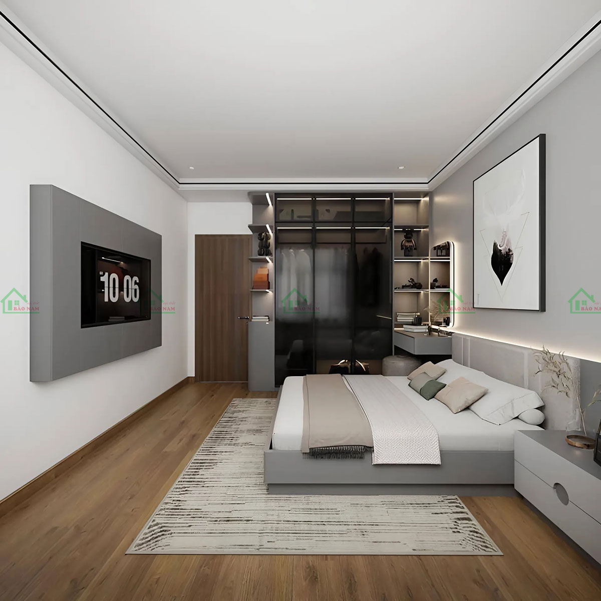 Mẫu thiết kế phòng ngủ PN55, hiện đại đẹp, tiết kiệm chi phí