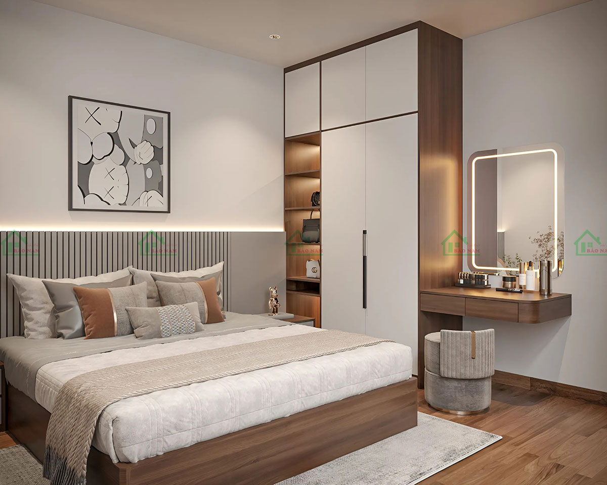 Mẫu phòng ngủ PN61 thiết kế hiện đại, đơn giản đầy đủ tiện nghi