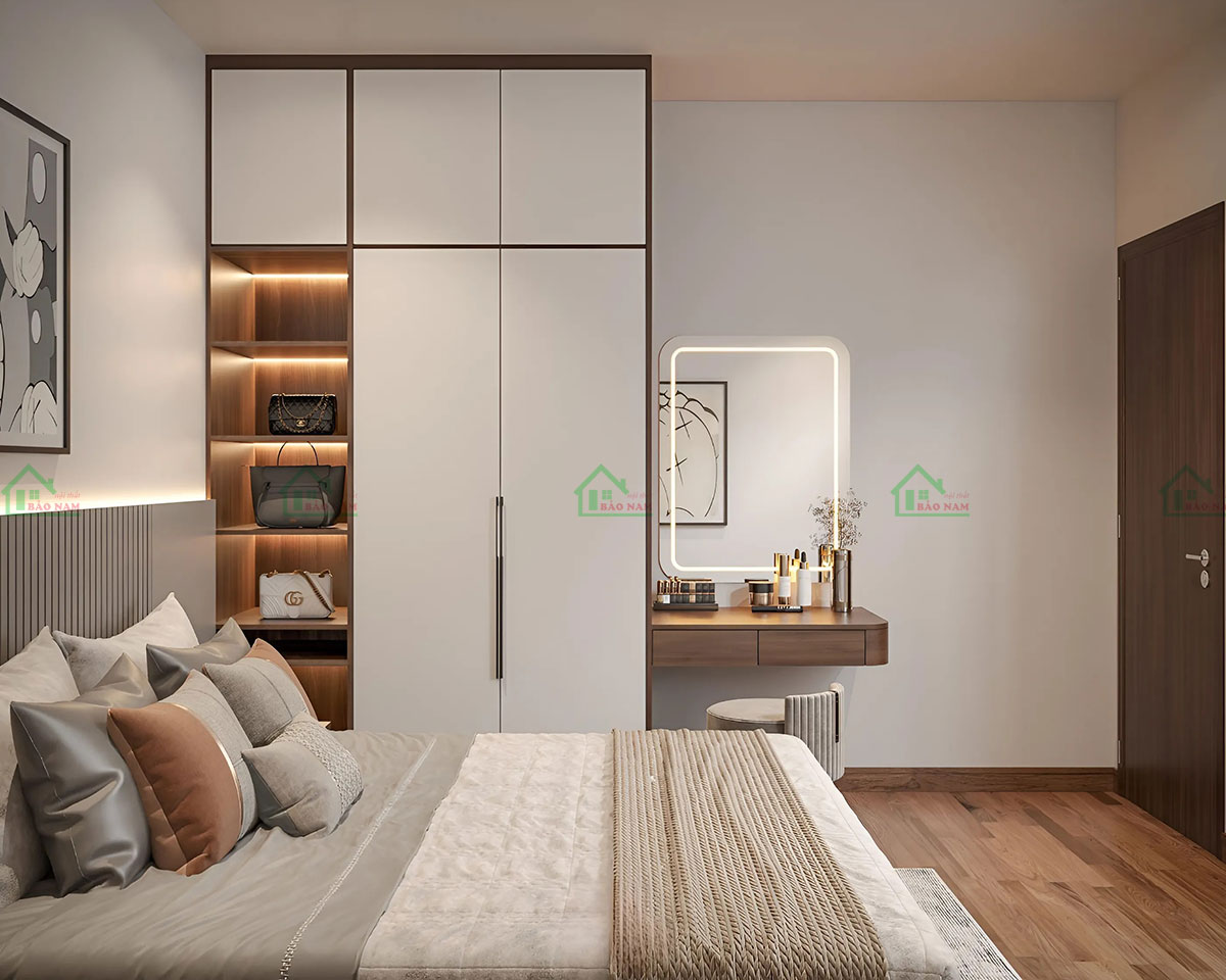 Sử dụng vật liệu MDF An Cường cao cấp cho PN61 đảm bảo độ bền bỉ, chất lượng