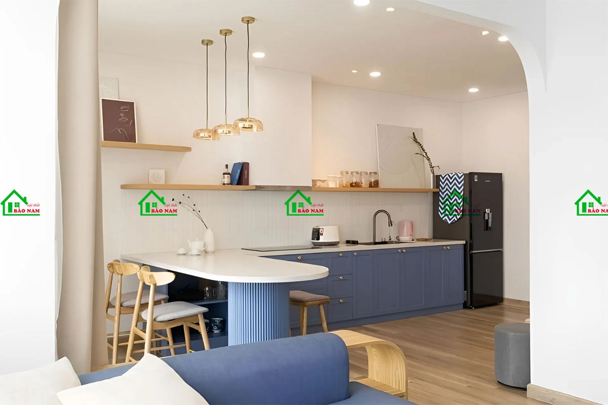 Thiết kế nhà bếp đơn giản với tủ bếp chữ I cho chung cư