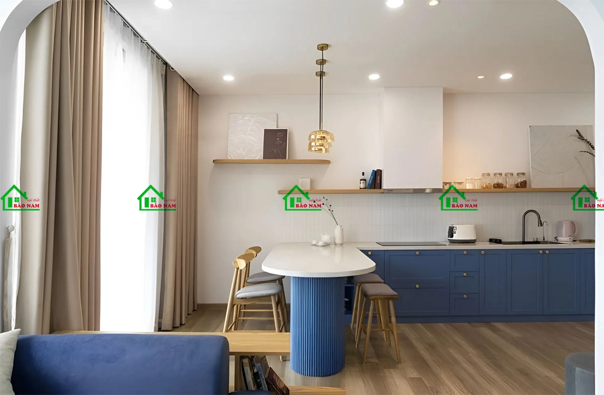 Thiết kế nhà bếp đơn giản với tủ bếp chữ I cho chung cư