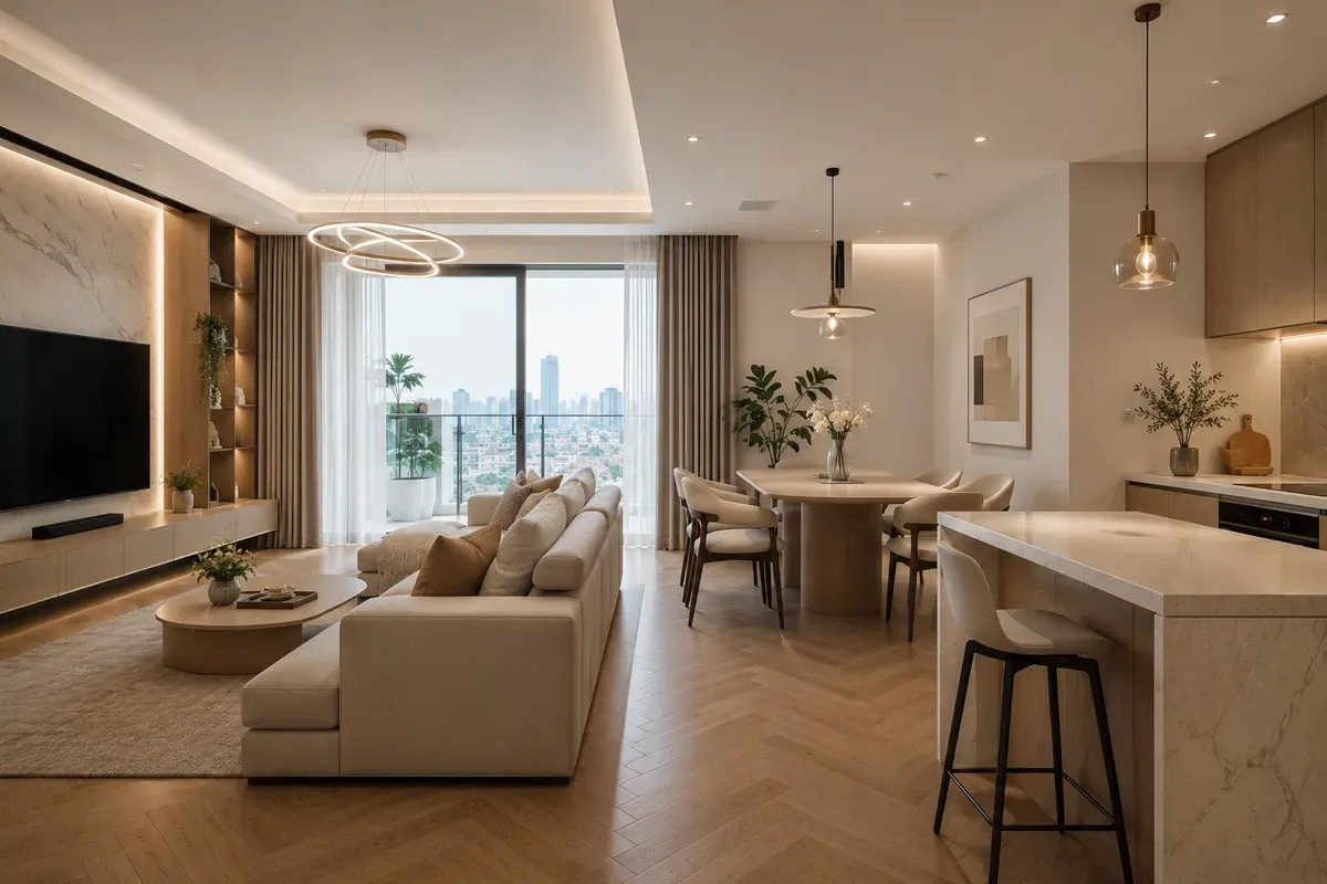 Phong cách hiện đại phù hợp với đa số căn hộ chung cư hiện nay.