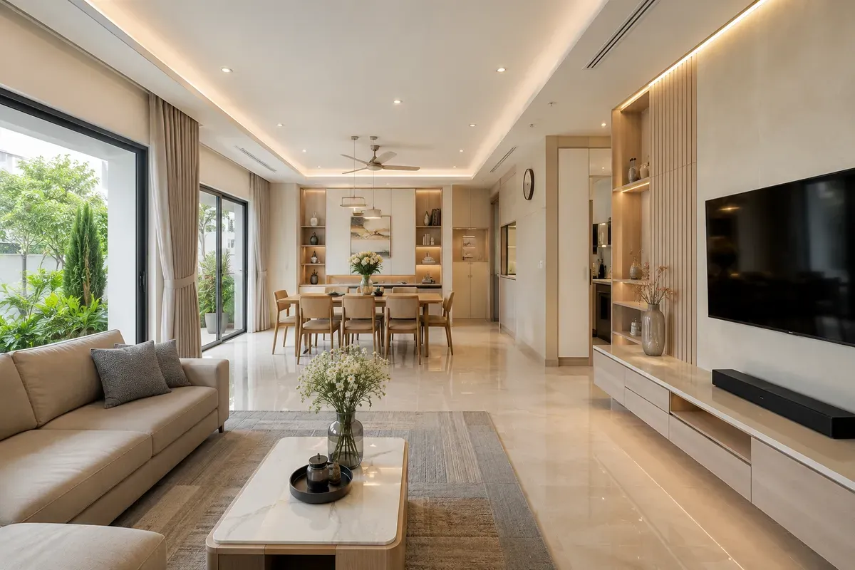 Không gian nội thất hiện đại với thiết kế tinh gọn, sang trọng và tối ưu công năng.