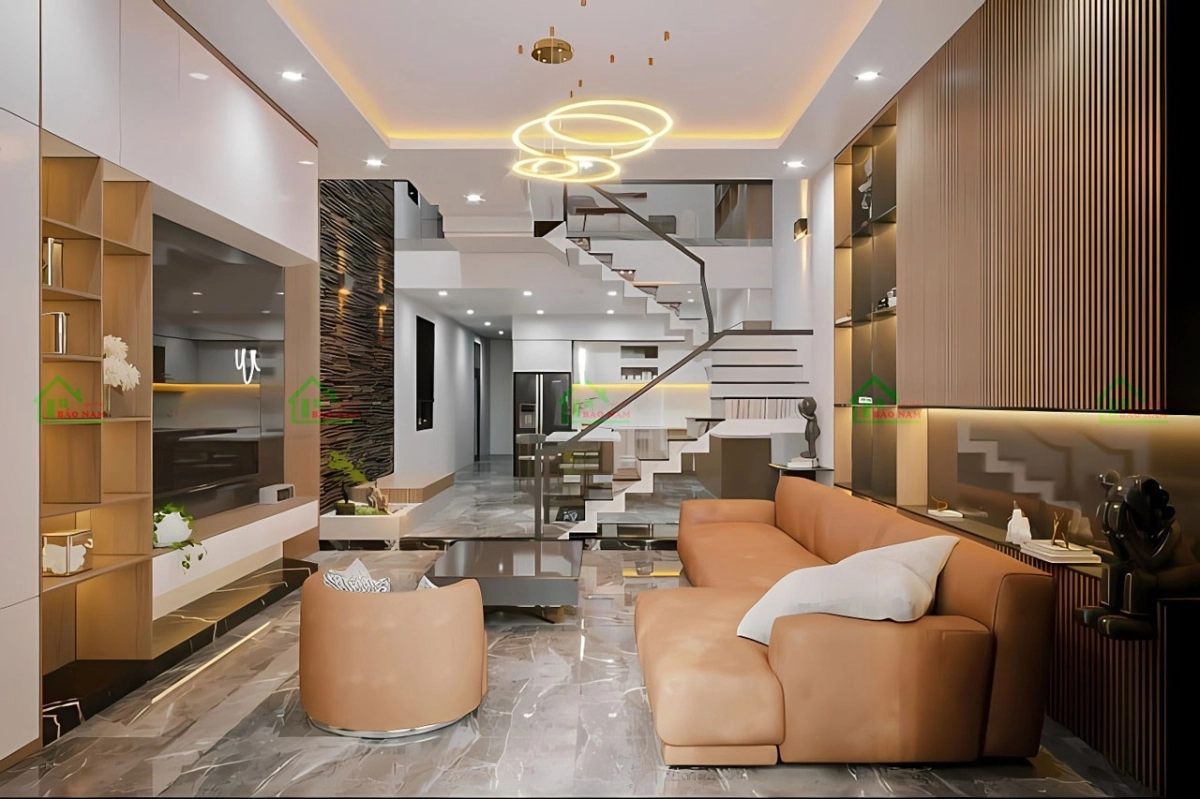 Mẫu thiết kế nội thất phòng khách đẹp không gian mở