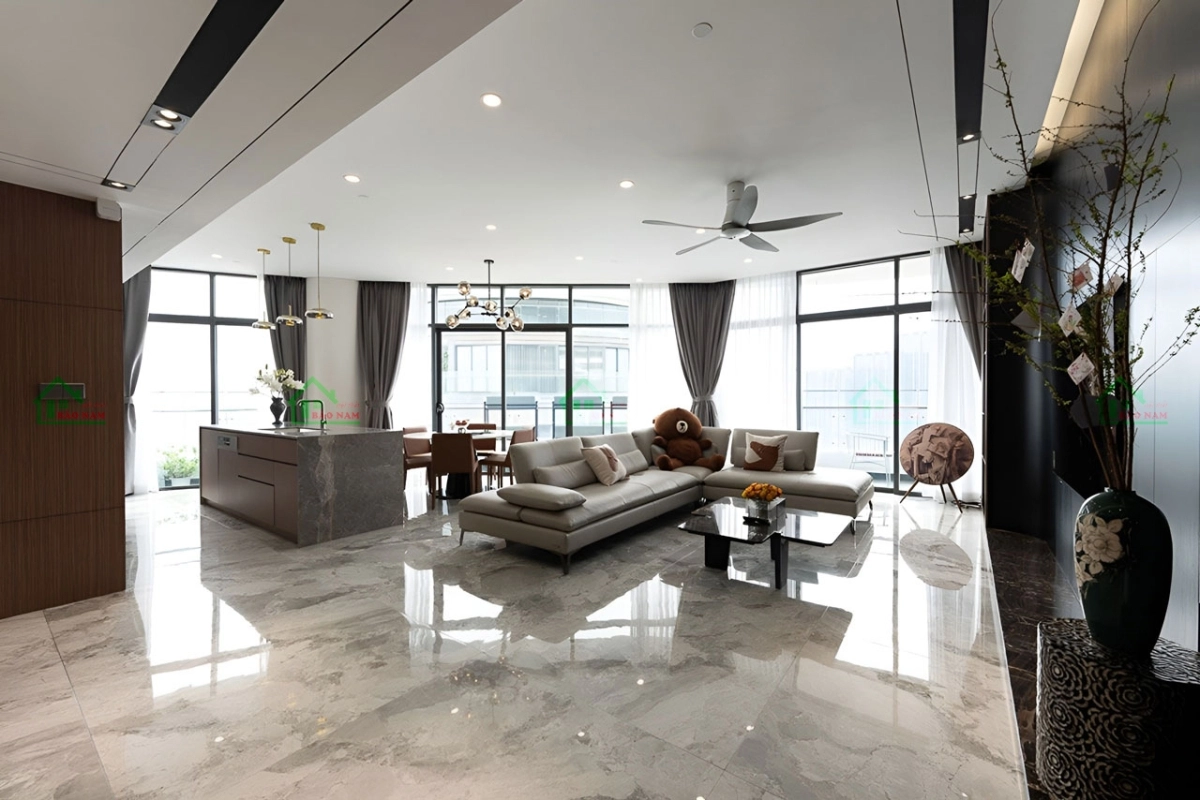 Mẫu thiết kế nội thất phòng khách đẹp không gian mở