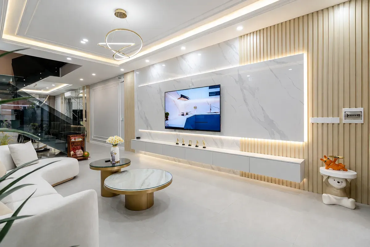 Tổng thể không gian phòng khách hiện đại