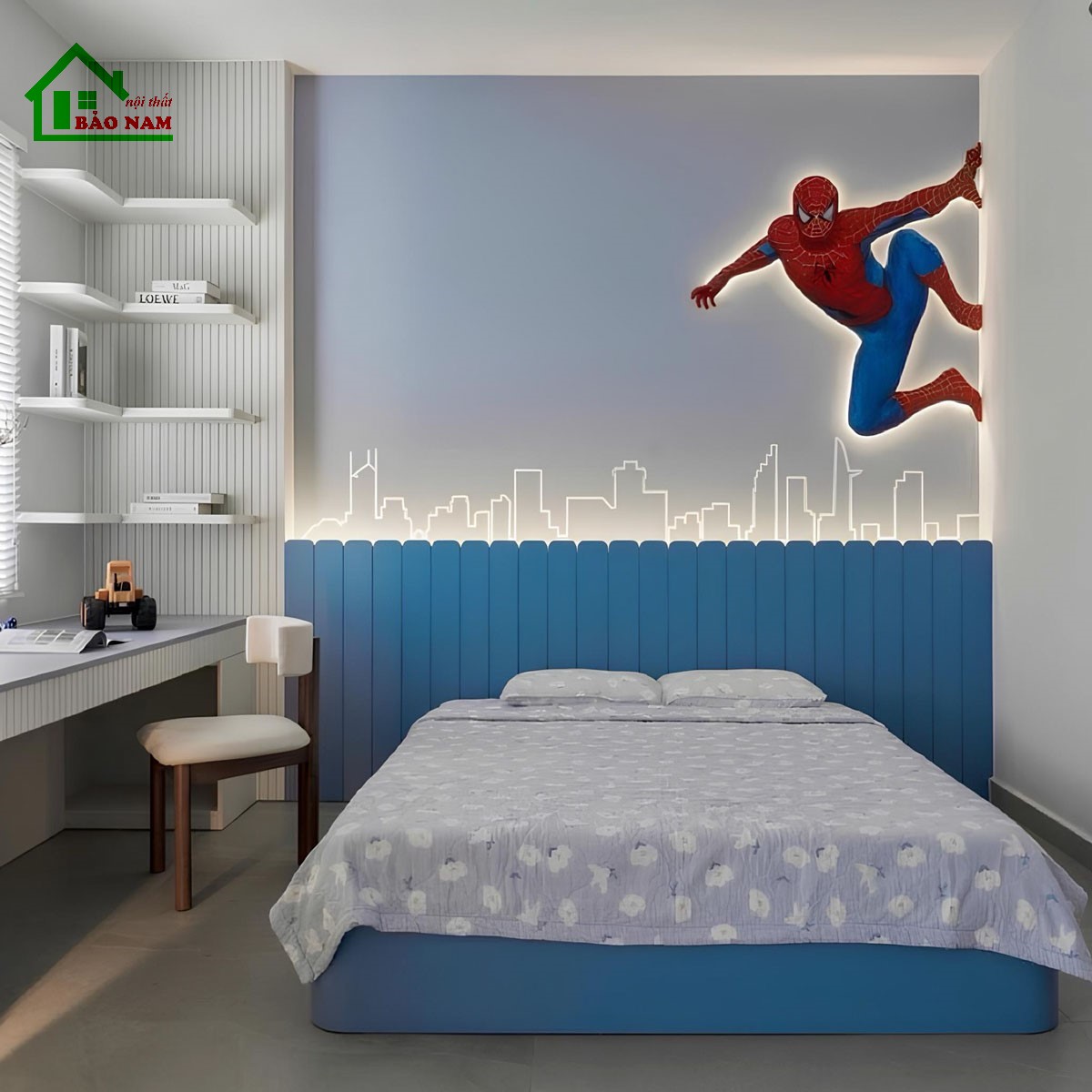 Phòng ngủ bé trai màu xanh PB15