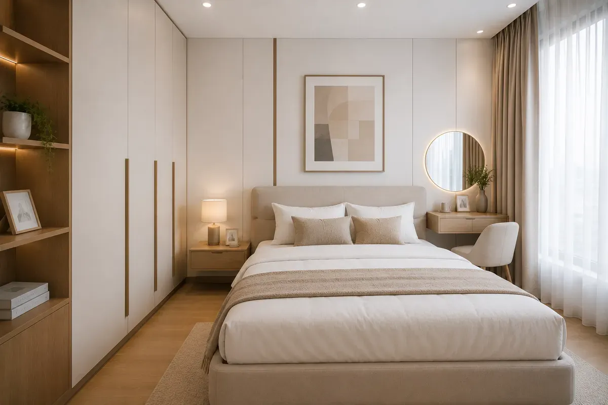 Diện tích 10–15m² đủ để bố trí đầy đủ công năng cho nhu cầu sử dụng hằng ngày.