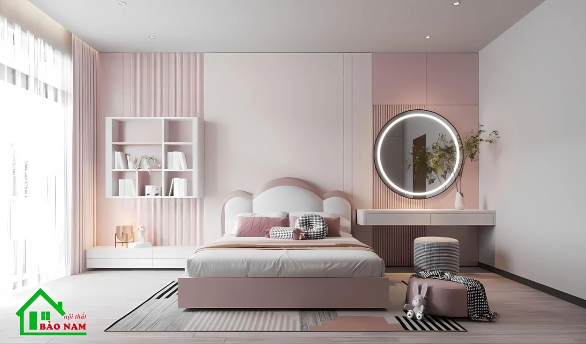 Phòng ngủ bé gái với gam màu pastel dịu nhẹ